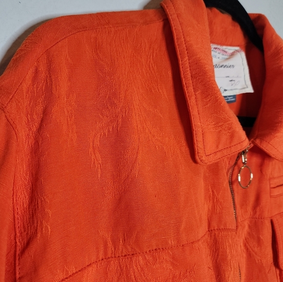 Anthropologie Cartonnier Orange Jaquard Full Zip Eisenhower Jacket Large - Picture 14 of 17